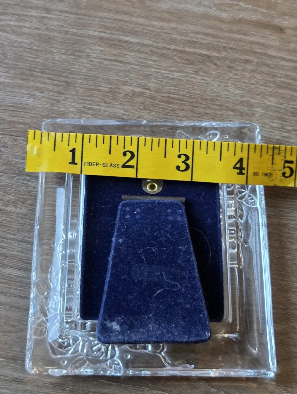 Vintage Chunky Crystal Glass Floral Rose Mini Picture Frame with Velvet backing